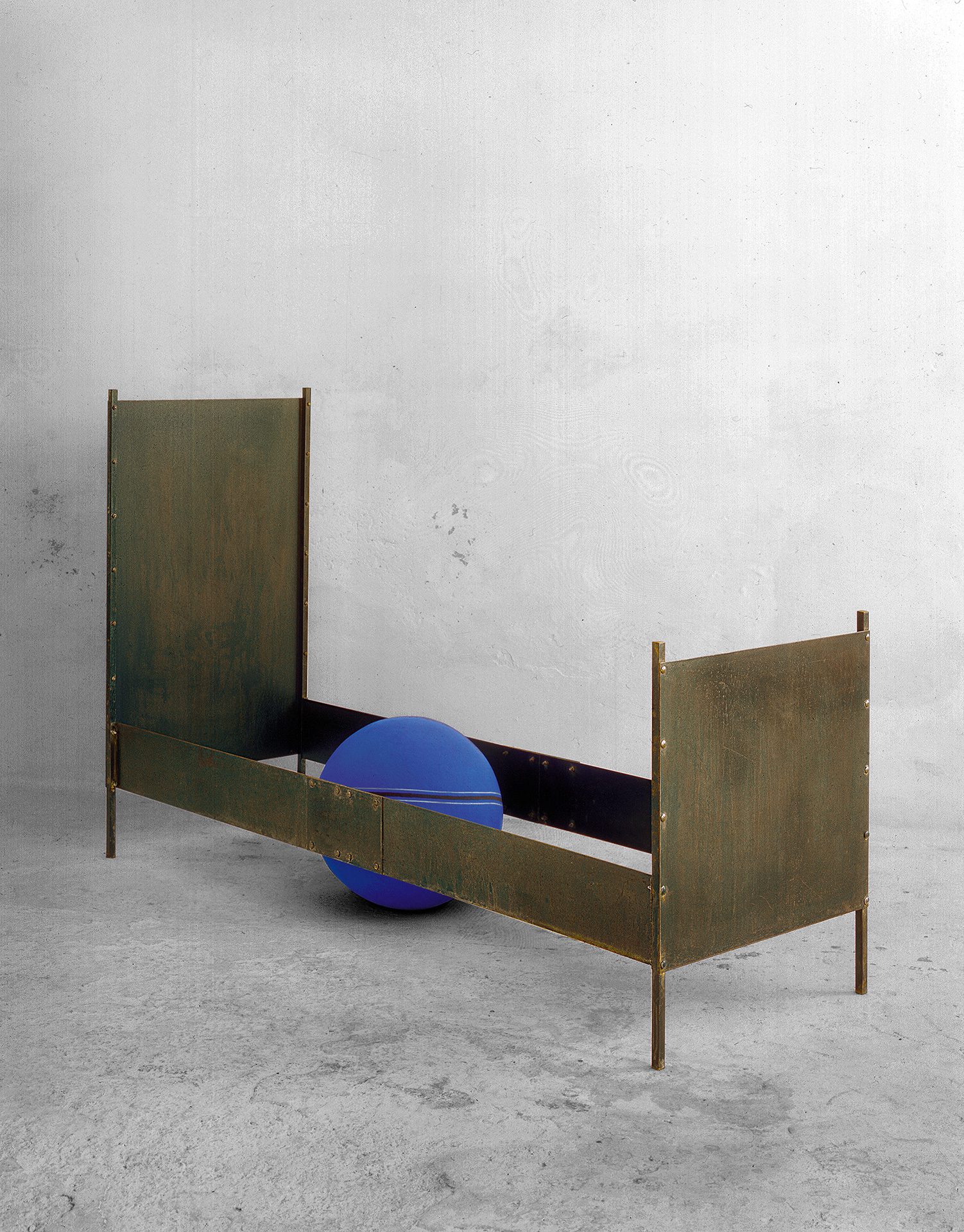 Bed.-135-x-73-x-230cm.Iron,-hand-made-paper,-pigment