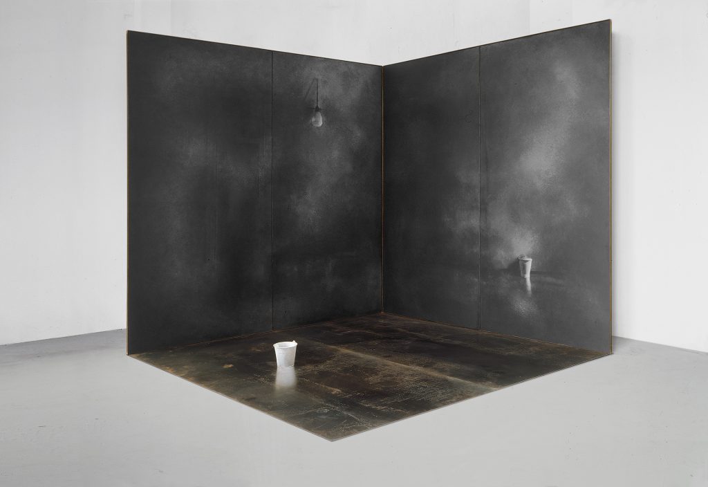 Room (1995-97). Iron, macrodevelopment of photographic image, hand-made paper, pigment. 239 x 239 x 239 cm