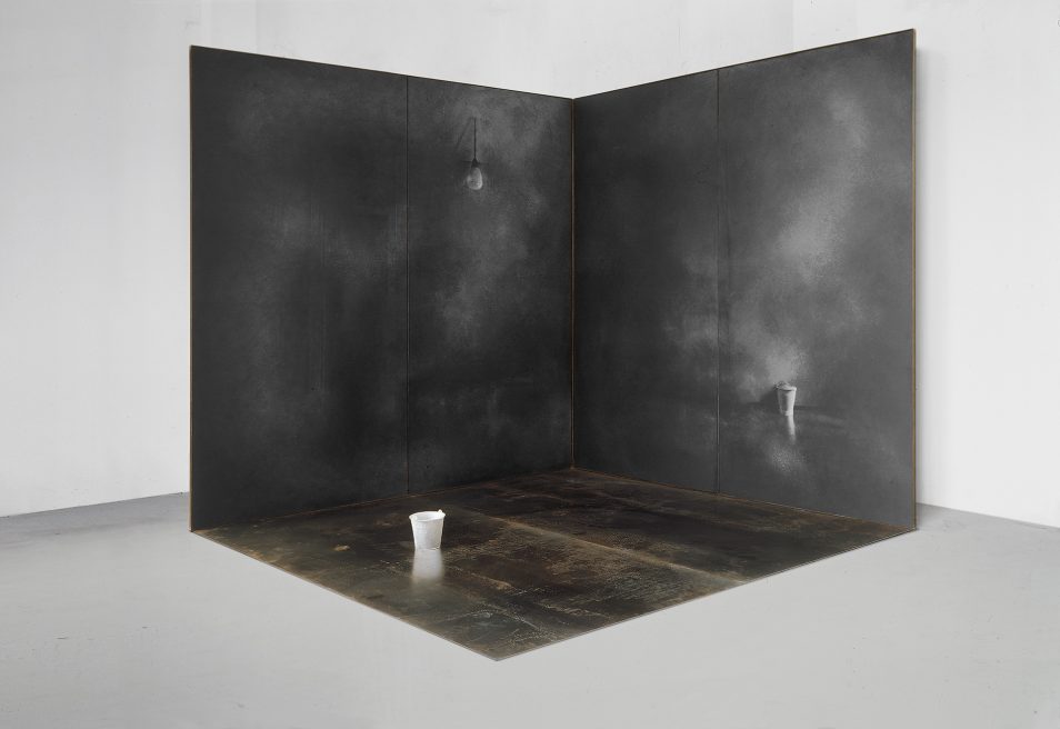 Room (1995-97). Iron, macrodevelopment of photographic image, hand-made paper, pigment. 239 x 239 x 239 cm