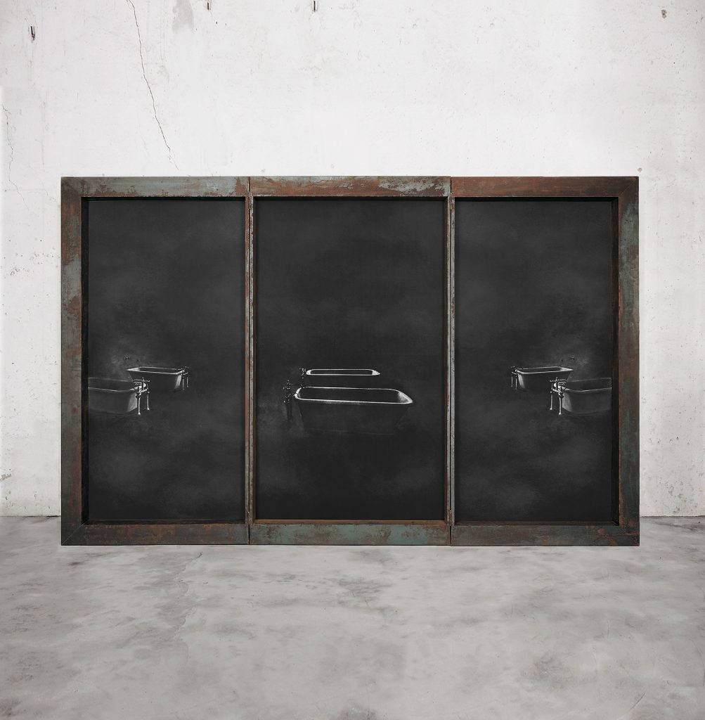 Silentia-Rerum (1995-97). Iron, macrodevelopment of photographic image. 237 x 370 x 17cm