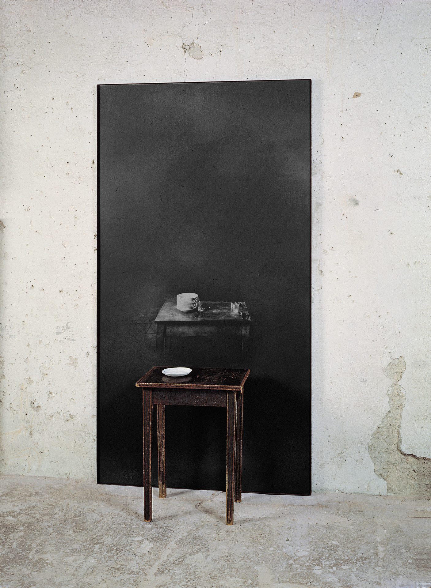 Untitled(table).-205-x-110-x-36cm.-Iron,-macrodevelopment-of-photographic-image,hand-made-paper.-Collection-of-the-Ludwig-museum,-Cologne,-Germany