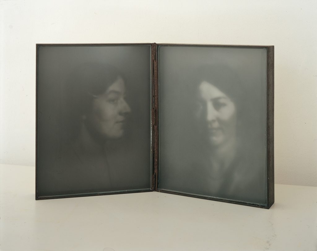 Imago (2002). Iron, glass, pigment, development of photographic image. 42 x 62 x 5 cm