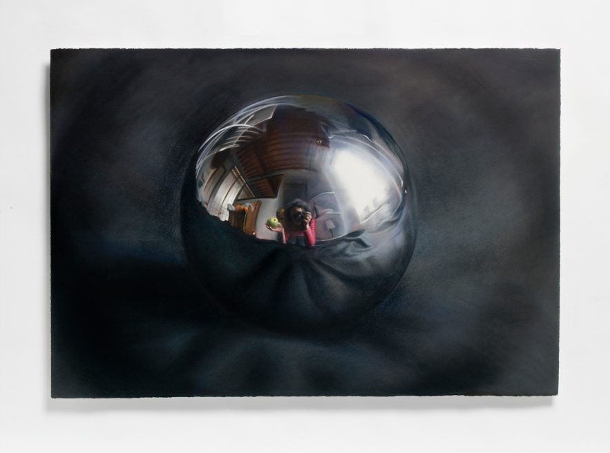 Sphere with apple (self portrait)