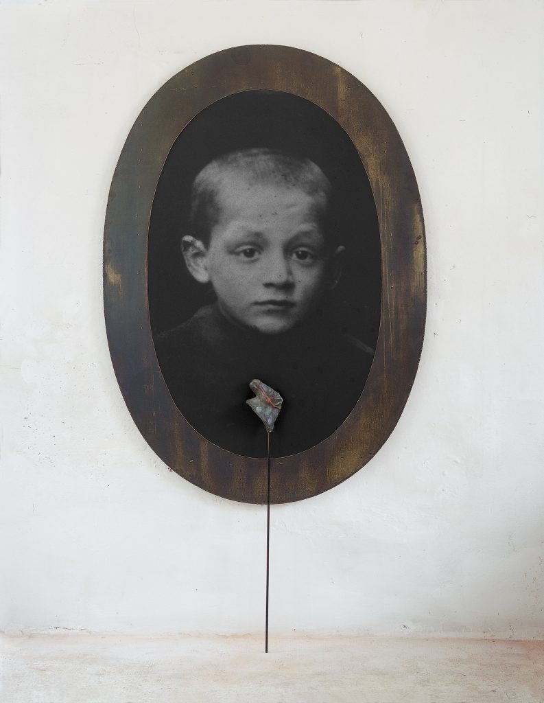 Untitled (boy with a horse) (1990-96). Iron, macrodevelopment of photographic image, hand-made paper, pigment. 250 x 135 x 15cm