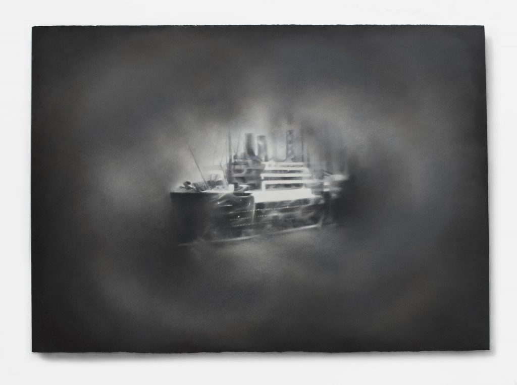 Boat (2020). Pastel on hand-made paper. 76 x 105 cm