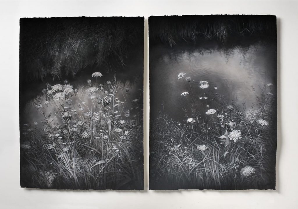 Credo soltanto agli incantesimi (2019). Pastel on hand-made paper. Private collection. 76 x 112 cm
