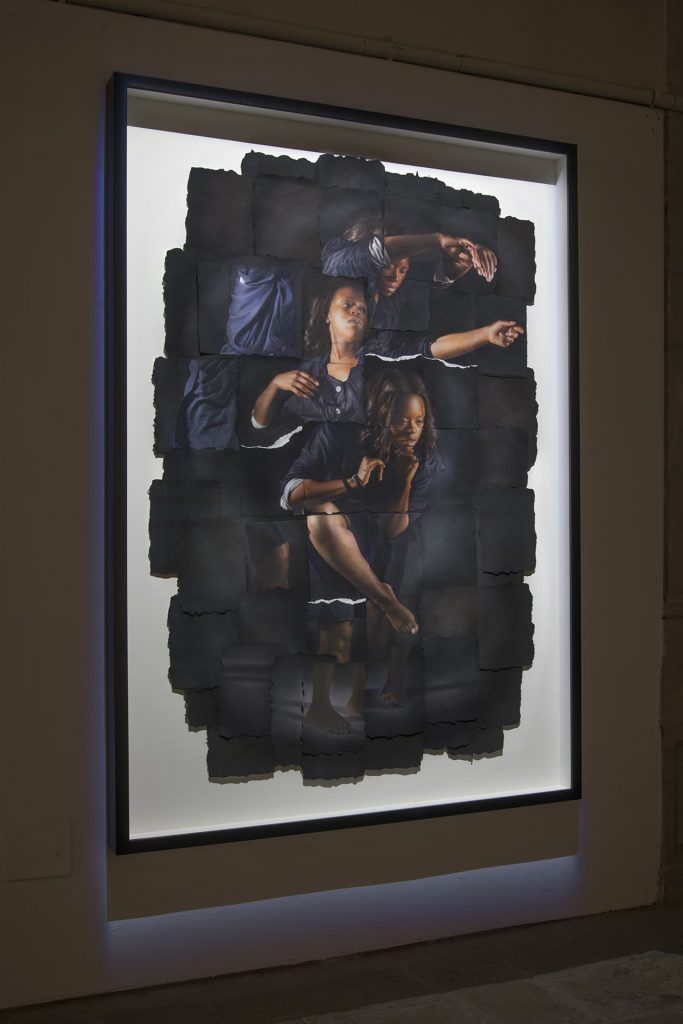 I traveled beneath the sky. Pastel on hand made paper (framed). Palazzo Flangini, Venice Biennale. 250 x 180 x 12 cm